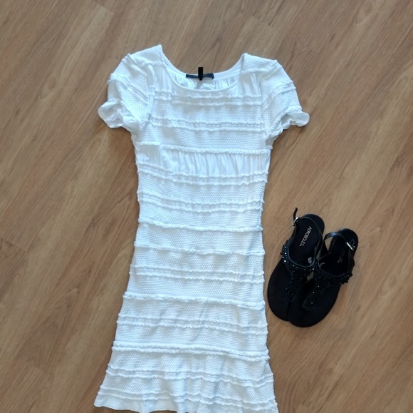 BCBG White Libby Striped Jacquard Mini Dress - Picture 4 of 7